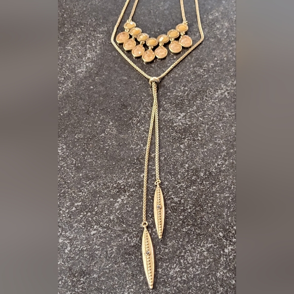 Lucky Brand Vintage Yellow Two Strand Necklace - Lariat and Statement - Picture 4 of 16